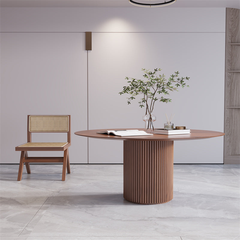 Solid Wood Home Dining Table Modern Round Dining Room Table with Pedestal Base