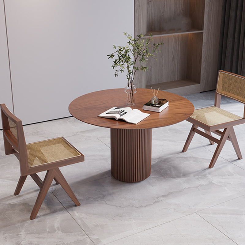Solid Wood Home Dining Table Modern Round Dining Room Table with Pedestal Base