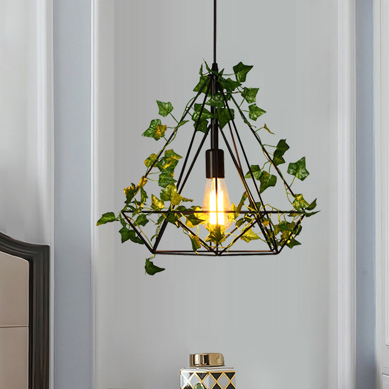 1 Kopfmetall Deckenleuchte Antique Black Diamond Restaurant Led Lighting Anhänger mit Pflanze, 10 "/15"/18 "W.