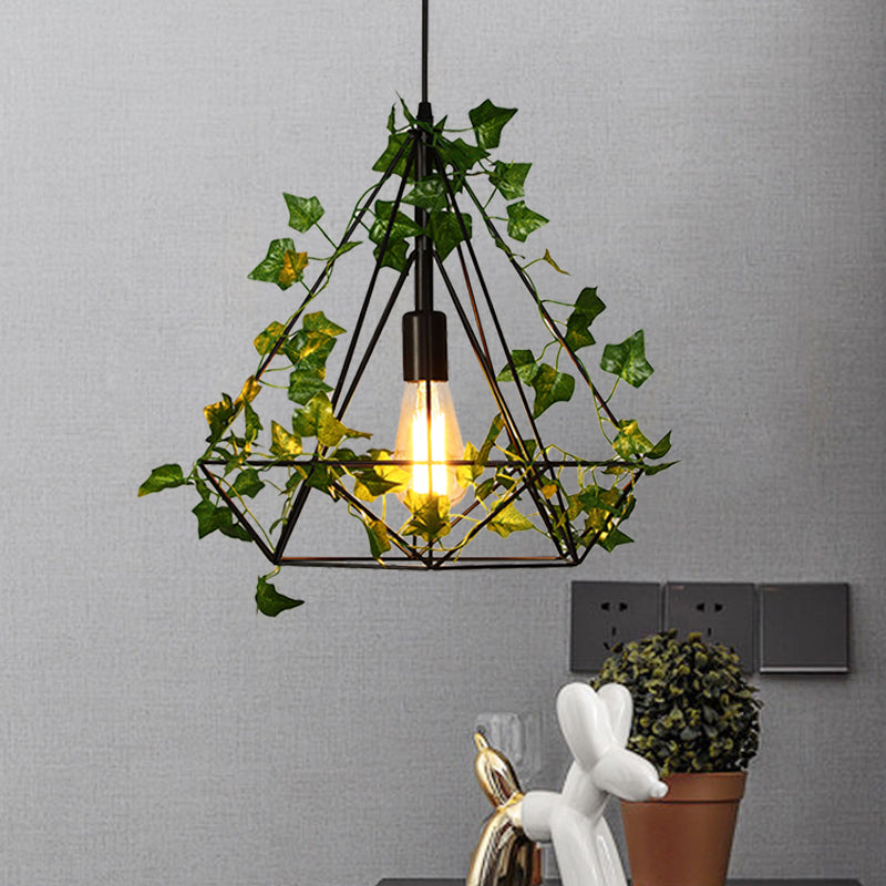 1 Kopfmetall Deckenleuchte Antique Black Diamond Restaurant Led Lighting Anhänger mit Pflanze, 10 "/15"/18 "W.