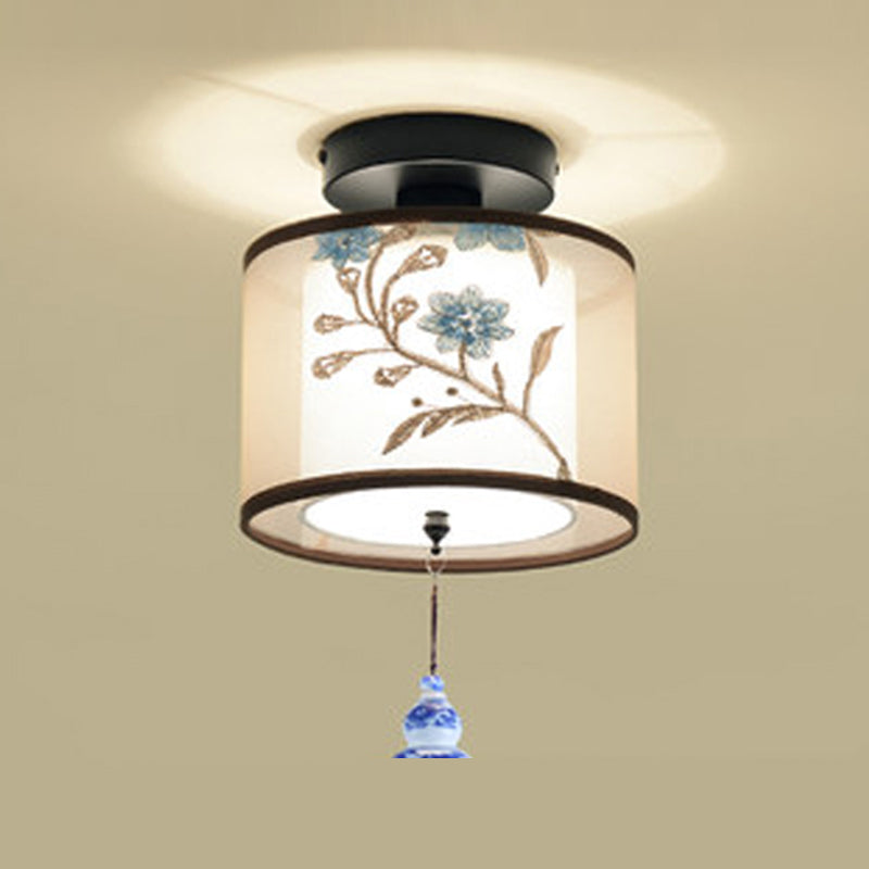 Modern Flush Mount Ceiling Light Simple Flush Mount Lamp with Fabric Shade