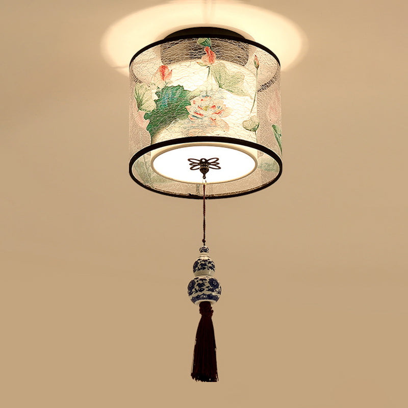 Modern Flush Mount Ceiling Light Simple Flush Mount Lamp with Fabric Shade