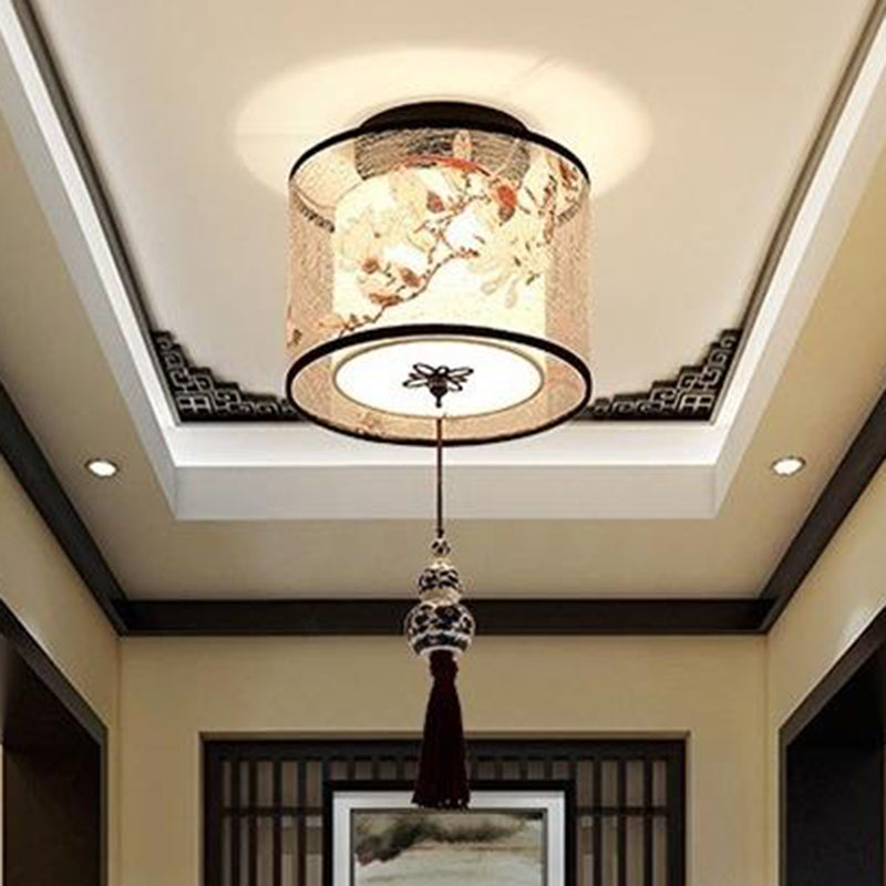 Modern Flush Mount Ceiling Light Simple Flush Mount Lamp with Fabric Shade