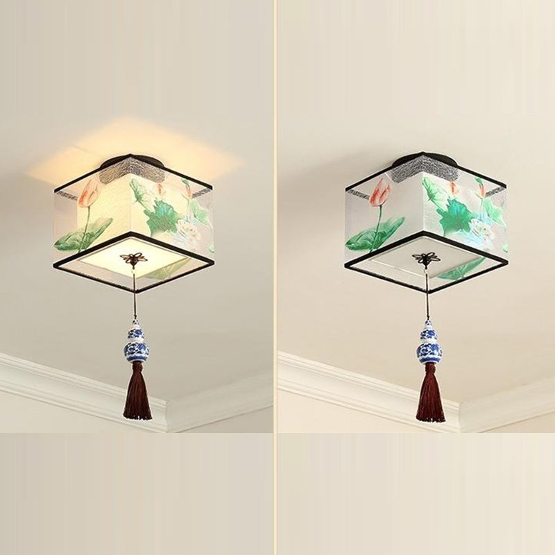 Modern Flush Mount Ceiling Light Simple Flush Mount Lamp with Fabric Shade