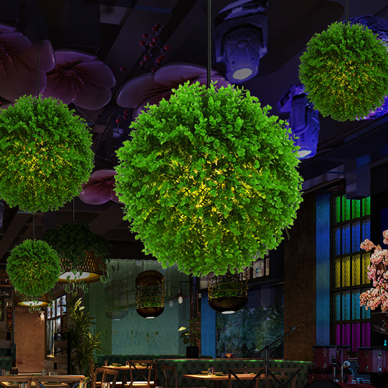 Globe Restaurant Ceiling Pendant Light Industrial Metal 1 Light Green LED Plant Suspension Lamp, 14"/18" Dia