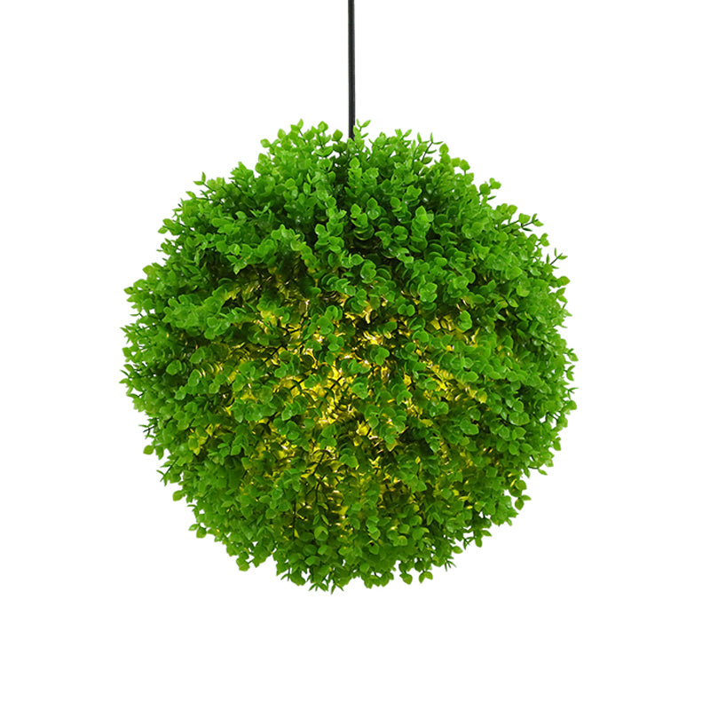 Globe Restaurant Ceiling Pendant Light Industrial Metal 1 Light Green LED Plant Suspension Lamp, 14"/18" Dia