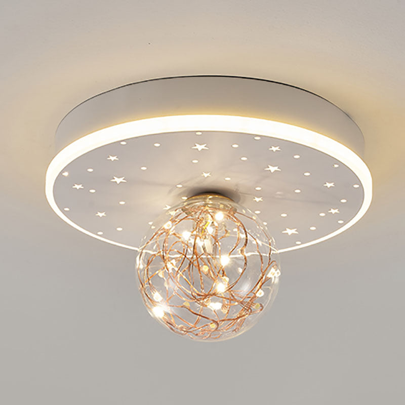 Nordic Geometric Ceiling Light Globe Glass Gypsophila Flush Mount Light for Bedroom