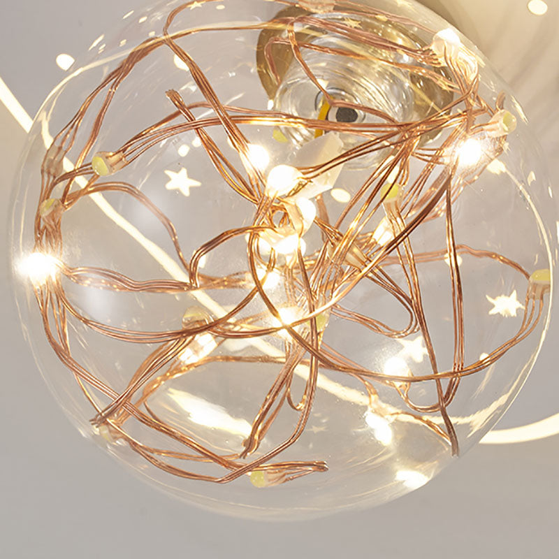 Nordic Geometric Ceiling Light Globe Glass Gypsophila Flush Mount Light for Bedroom