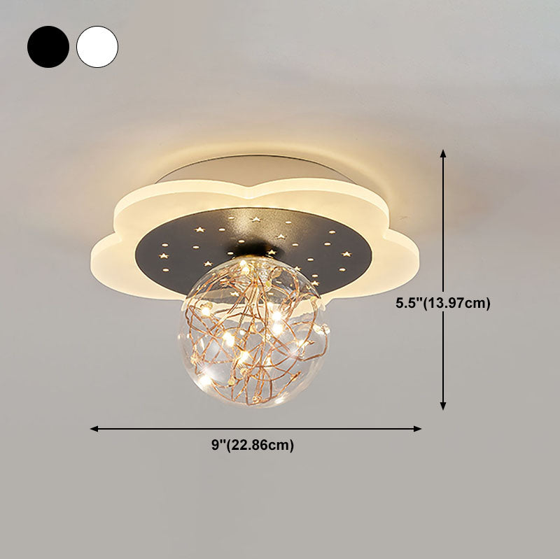 Nordic Geometric Ceiling Light Globe Glass Gypsophila Flush Mount Light for Bedroom