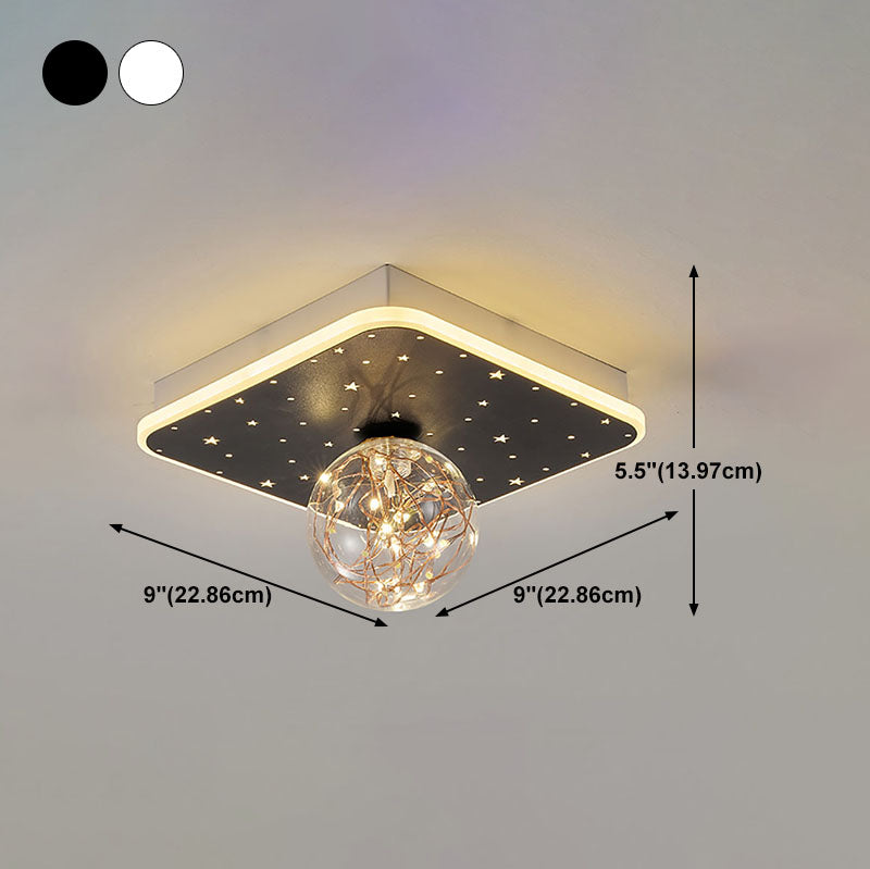 Nordic Geometric Ceiling Light Globe Glass Gypsophila Flush Mount Light for Bedroom