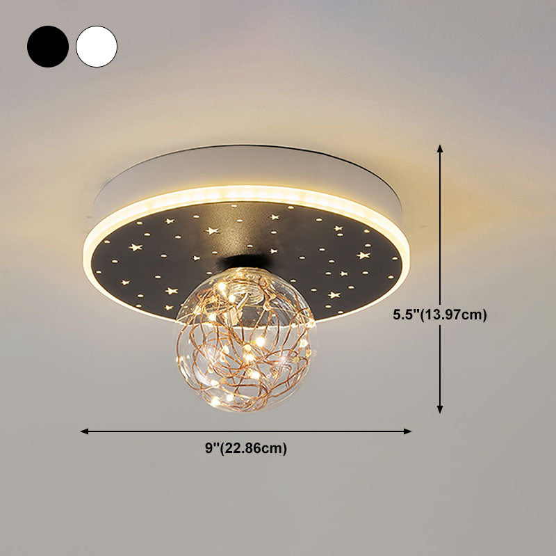 Nordic Geometric Ceiling Light Globe Glass Gypsophila Flush Mount Light for Bedroom