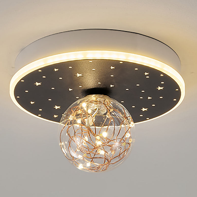 Nordic Style Geometric Ceiling Light Glass Gypsophila Flush Mount Light for Bedroom