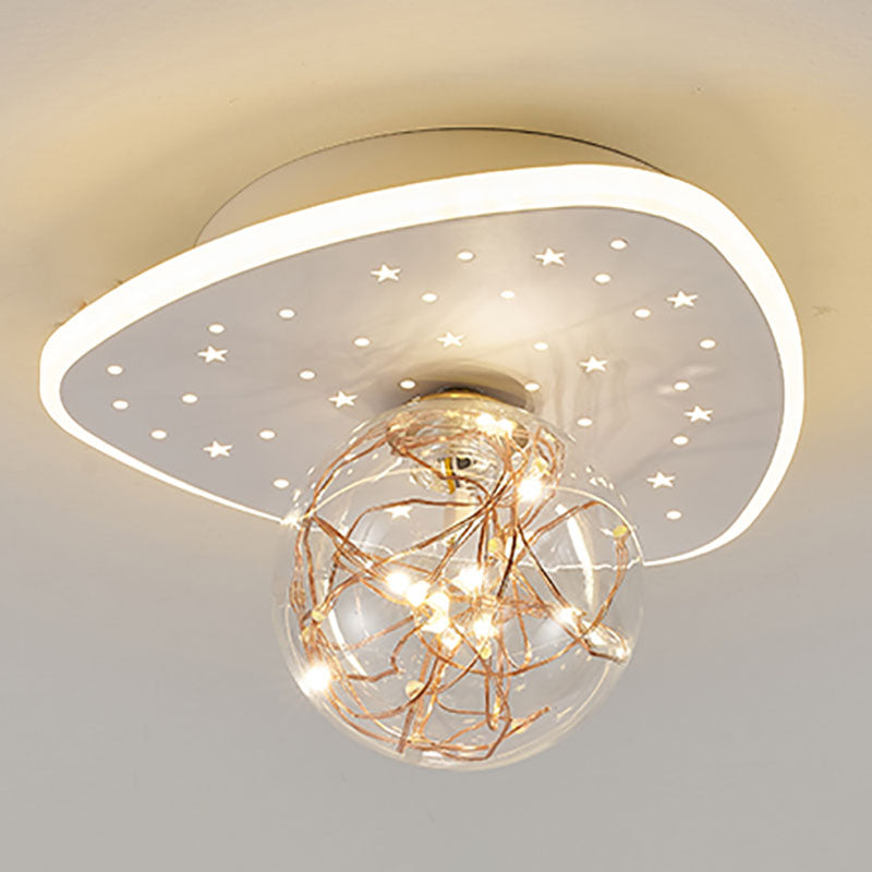 Nordic Style Geometric Ceiling Light Glass Gypsophila Flush Mount Light for Bedroom