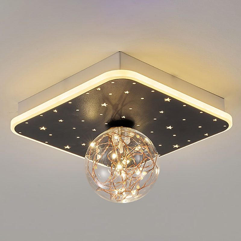 Nordic Style Geometric Ceiling Light Glass Gypsophila Flush Mount Light for Bedroom