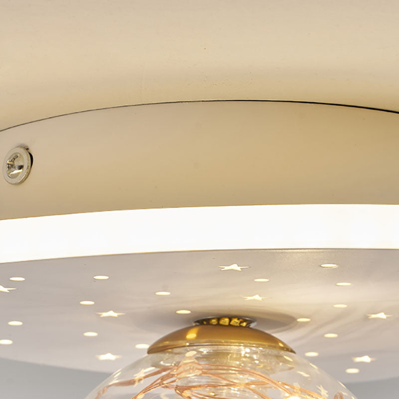 Nordic Style Geometric Ceiling Light Glass Gypsophila Flush Mount Light for Bedroom