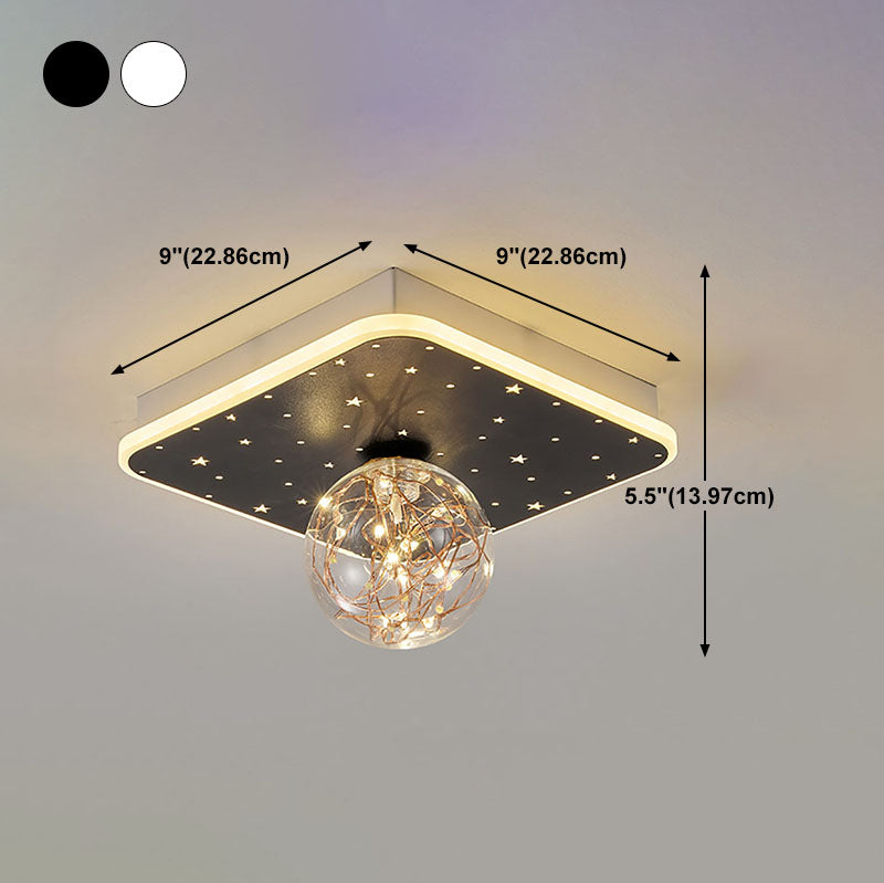 Nordic Style Geometric Ceiling Light Glass Gypsophila Flush Mount Light for Bedroom
