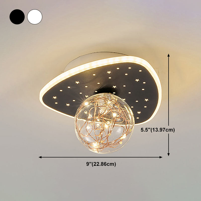 Nordic Style Geometric Ceiling Light Glass Gypsophila Flush Mount Light for Bedroom