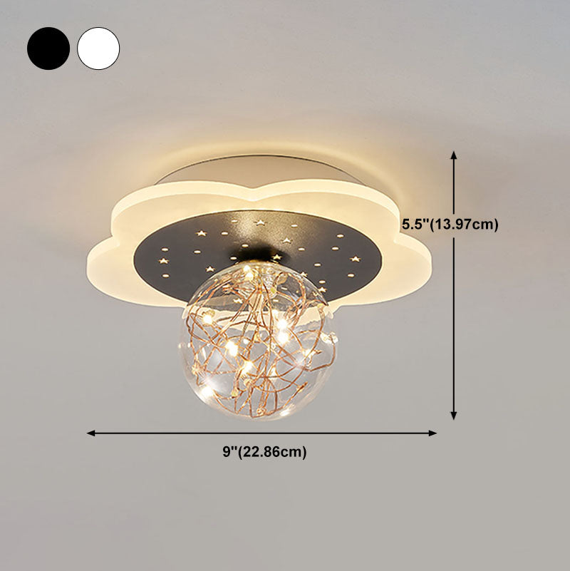 Nordic Style Geometric Ceiling Light Glass Gypsophila Flush Mount Light for Bedroom
