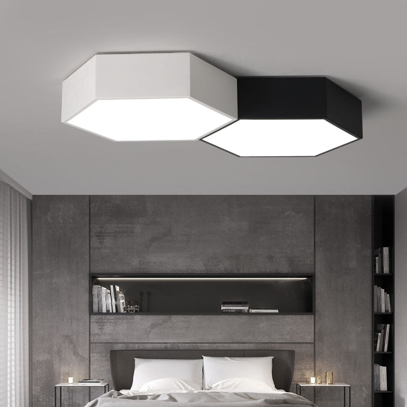 Nordic Hexagon Ceiling Light Colorful LED Flush Mount Light for Bedroom