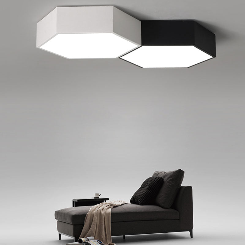 Nordic Hexagon Ceiling Light Colorful LED Flush Mount Light for Bedroom