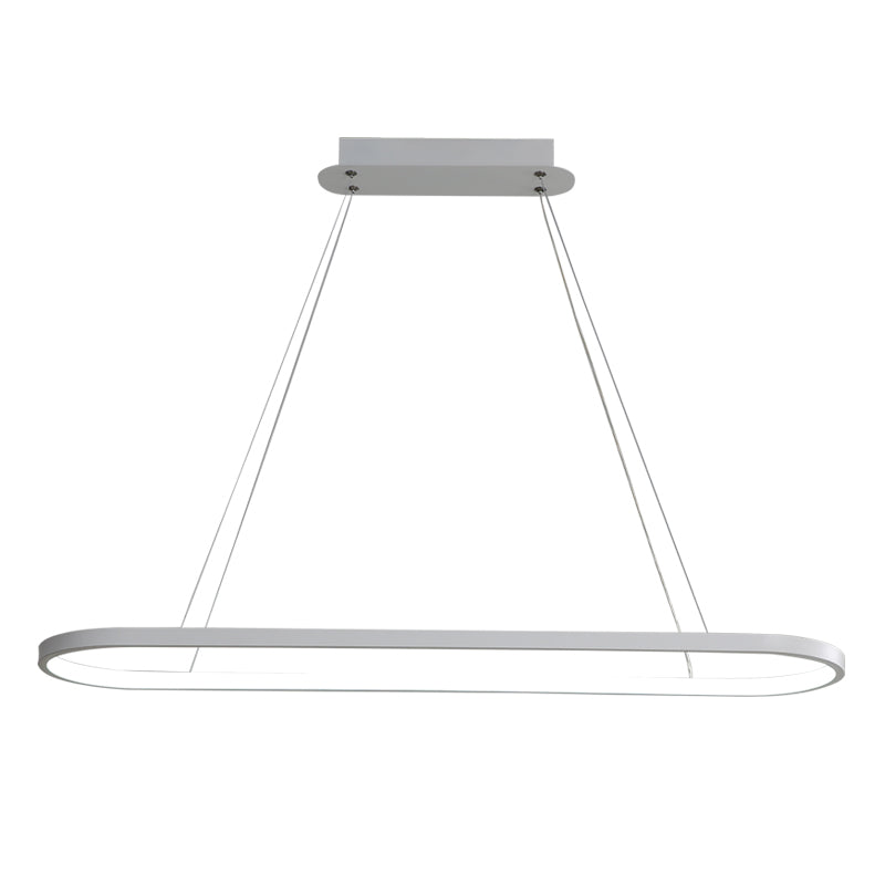 Contemporary Style Linear Shape Island Light Metal 1 Light Hanging Pendant Light in White