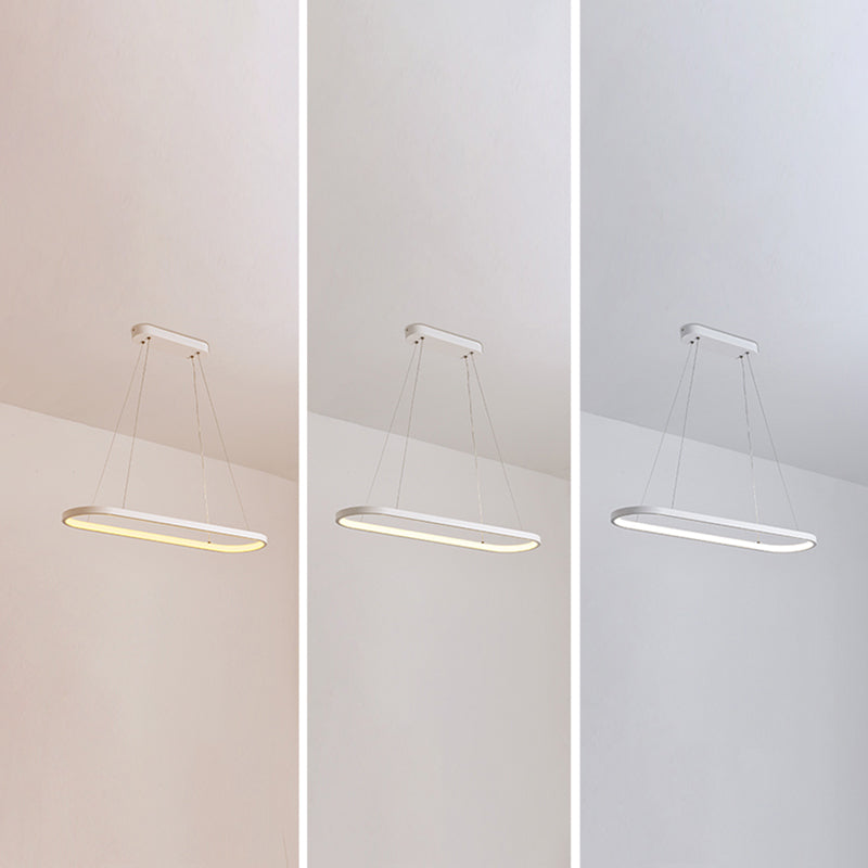 Contemporary Style Linear Shape Island Light Metal 1 Light Hanging Pendant Light in White