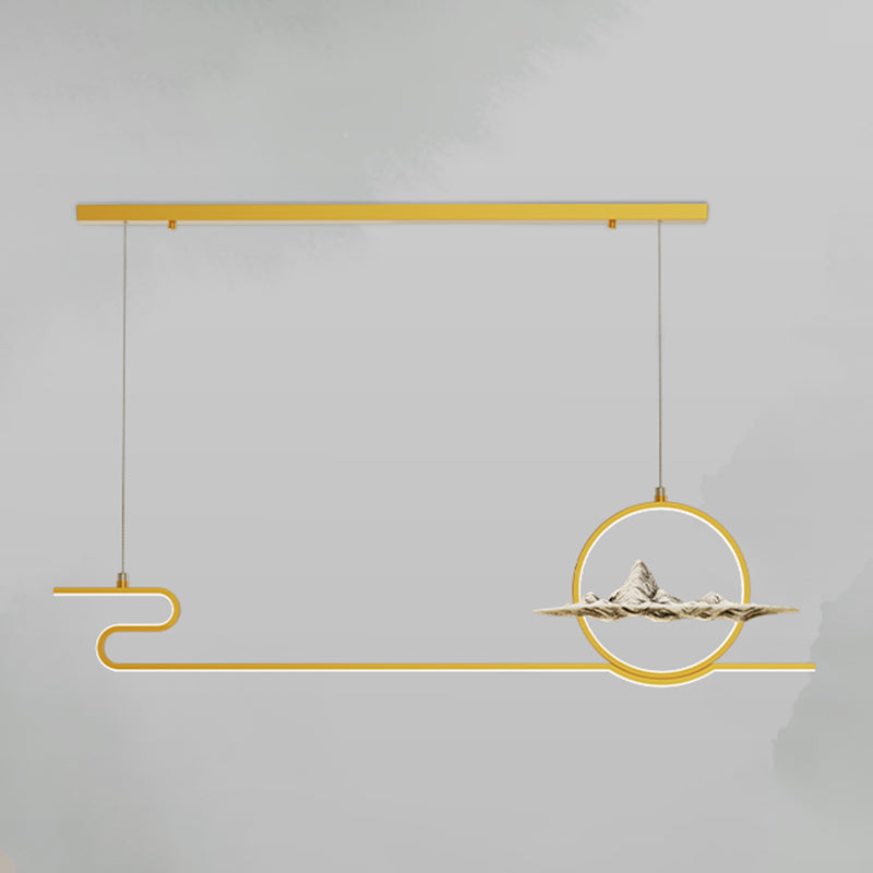 Contemporary Style Linear Shape Island Lighting Ideas Metal 2 Light Hanging Pendant Lights