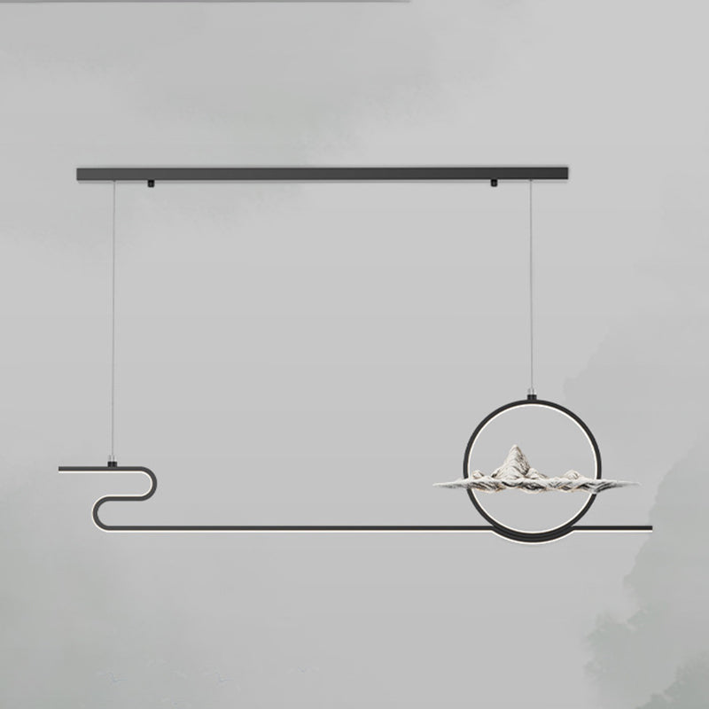 Contemporary Style Linear Shape Island Lighting Ideas Metal 2 Light Hanging Pendant Lights