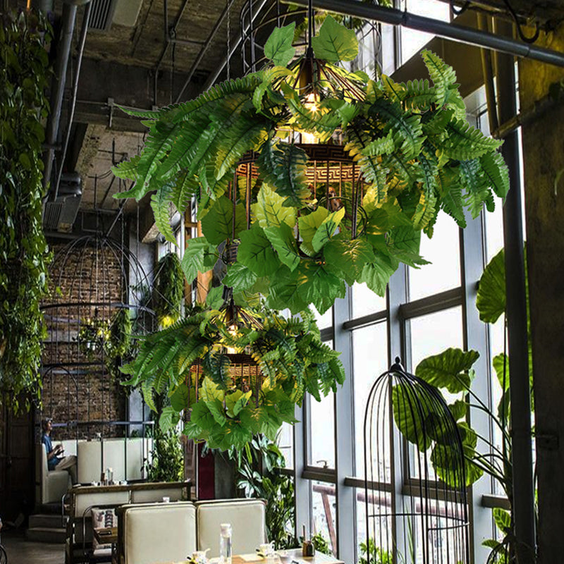 Birdcage Metall Suspension Anhänger Antiquitäten 1 Kopf Restaurant LED -Pflanzen Deckenleuchte in Schwarz