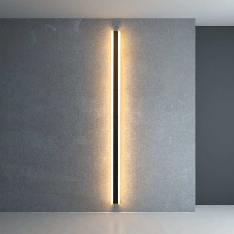 Linear Shape Metal Wall Mount Lighting Modern 1-Light Wall Mounted Light Fixture in Black