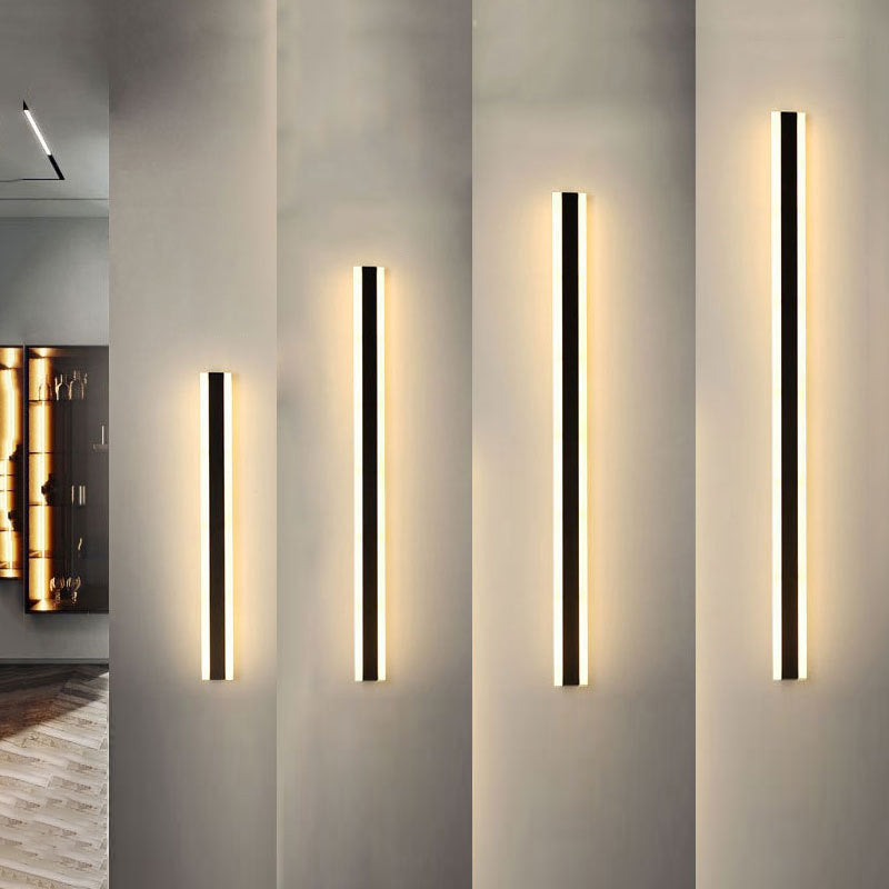 Linear Shape Metal Wall Mount Lighting Modern 1-Light Wall Mounted Light Fixture in Black