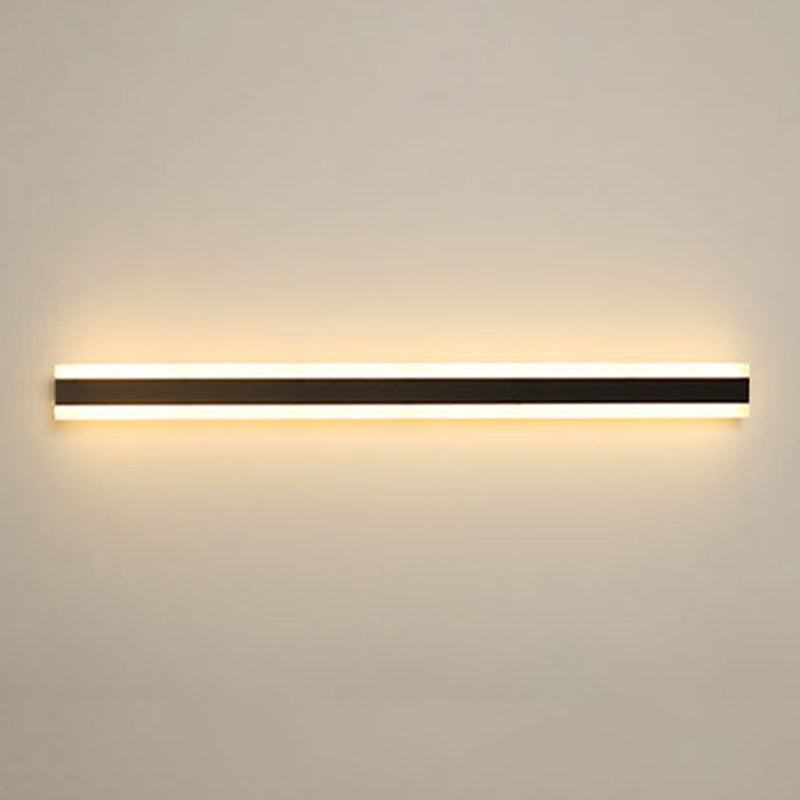 Linear Shape Metal Wall Mount Lighting Modern 1-Light Wall Mounted Light Fixture in Black