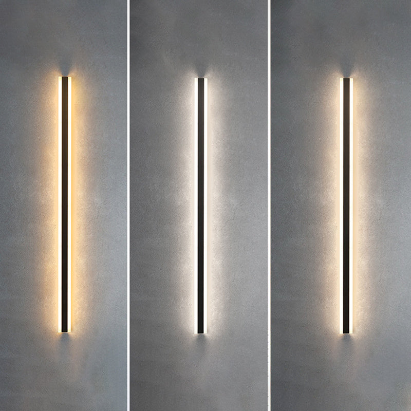 Linear Shape Metal Wall Mount Lighting Modern 1-Light Wall Mounted Light Fixture in Black