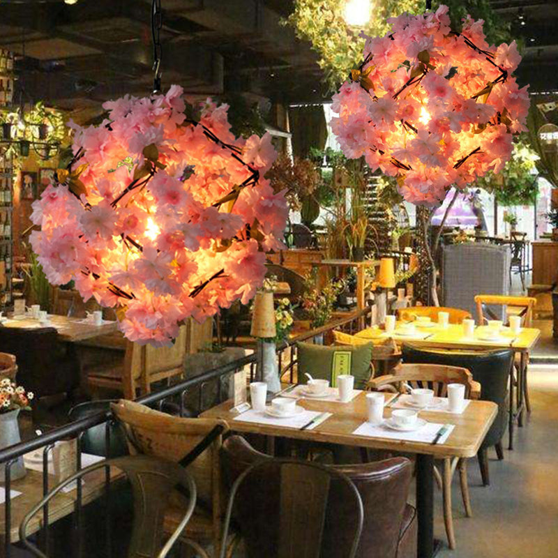 Cherry Blossom Restaurant Pendant Lighting Industrial Metal 1 Light Black Hanging Ceiling Light, 19.5"/23.5" Dia