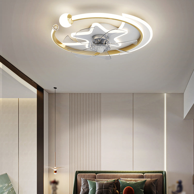 Modern Style Geometry Ceiling Fan Lamps Metal Ceiling Fan Lighting for Bedroom