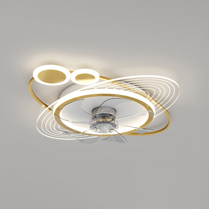 Modern Style Geometry Ceiling Fan Lamps Metal Ceiling Fan Lighting for Bedroom