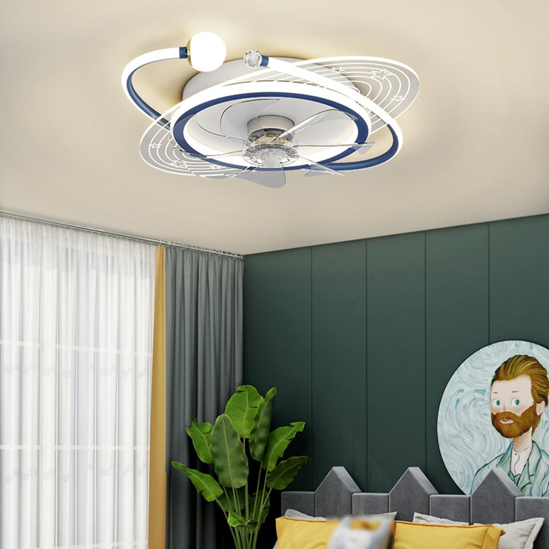 Modern Style Geometry Ceiling Fan Lamps Metal Ceiling Fan Lighting for Bedroom