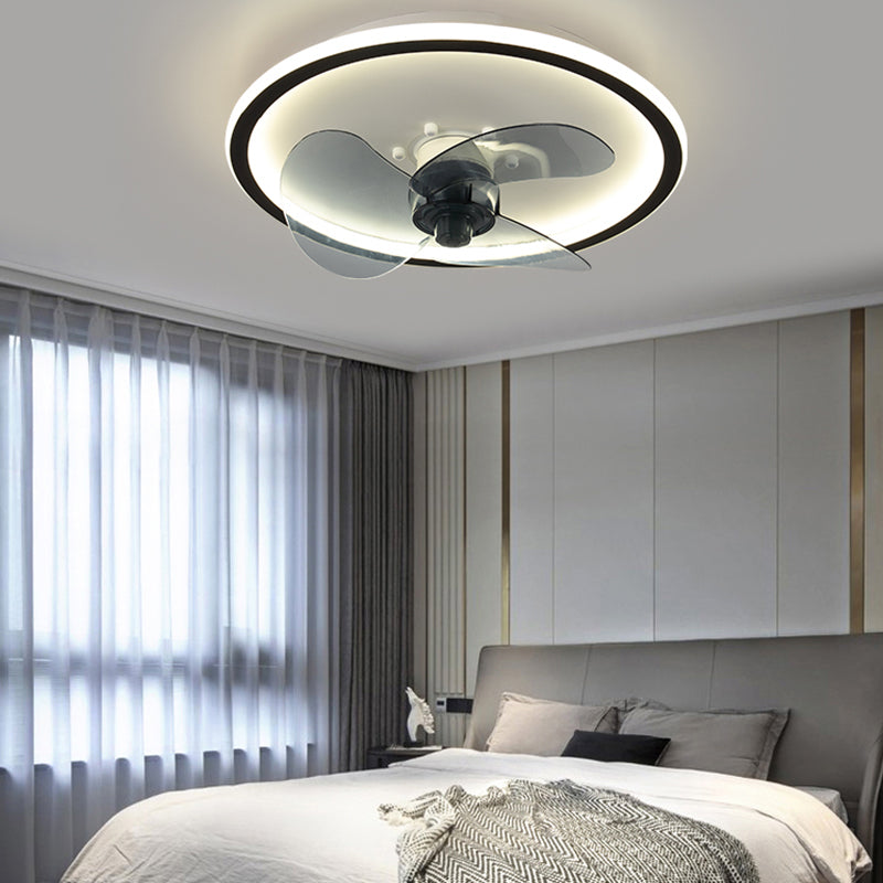 1-Light Ceiling Fan Light Modern Style Metal Ceiling Fan Lighting for Bedroom