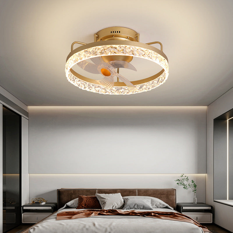 Circle Metal Ceiling Fan Light Simple LED Ceiling Light Fixture for Bedroom