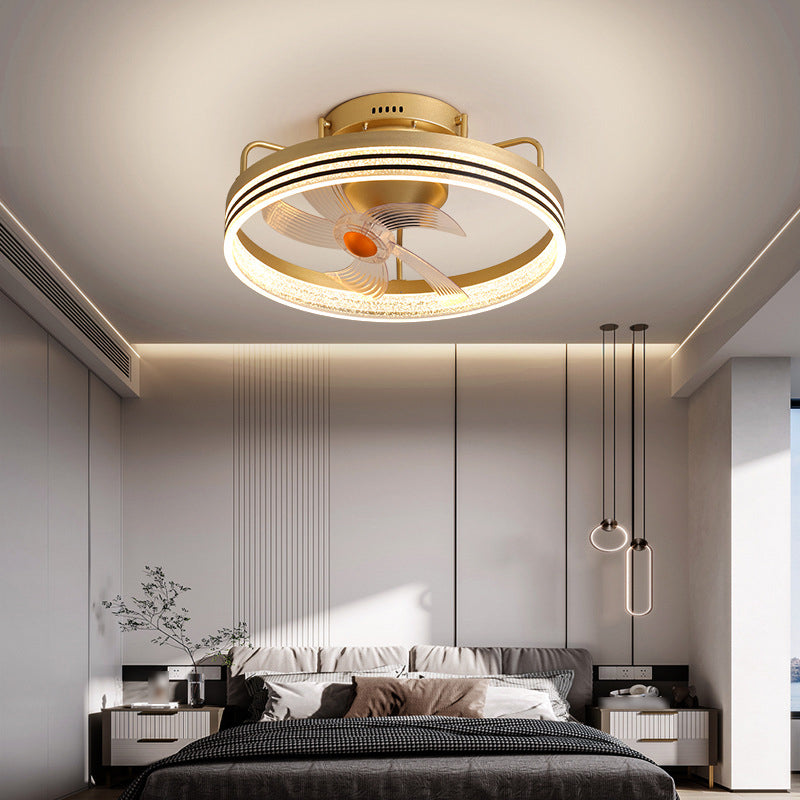 Circle Metal Ceiling Fan Light Simple LED Ceiling Light Fixture for Bedroom