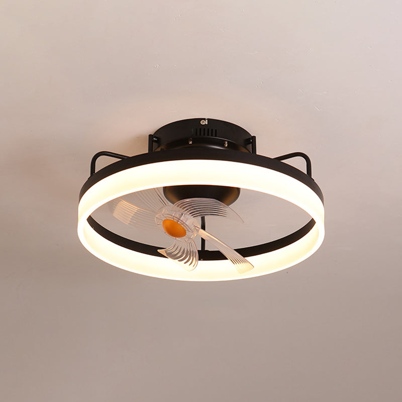 Circle Metal Ceiling Fan Light Simple LED Ceiling Light Fixture for Bedroom