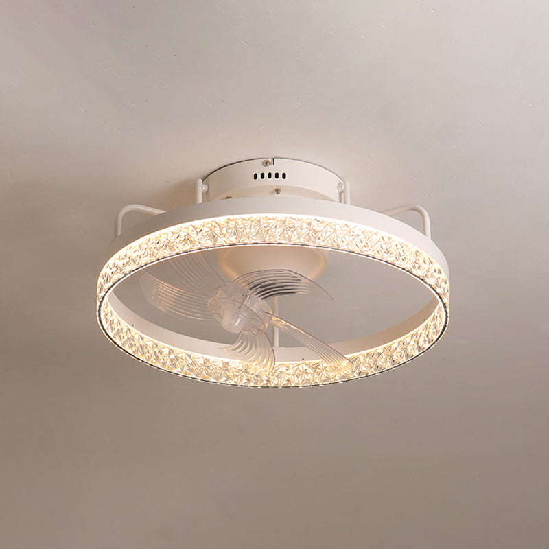 Circle Metal Ceiling Fan Light Simple LED Ceiling Light Fixture for Bedroom