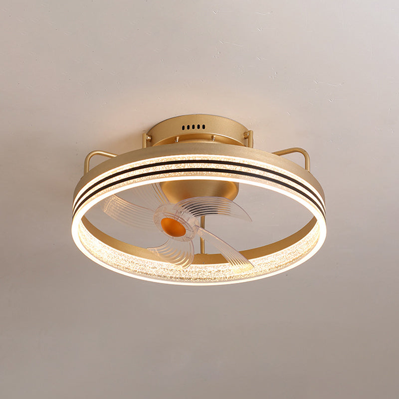 Circle Metal Ceiling Fan Light Simple LED Ceiling Light Fixture for Bedroom