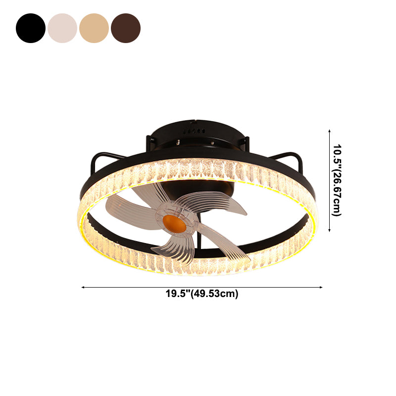 Circle Metal Ceiling Fan Light Simple LED Ceiling Light Fixture for Bedroom