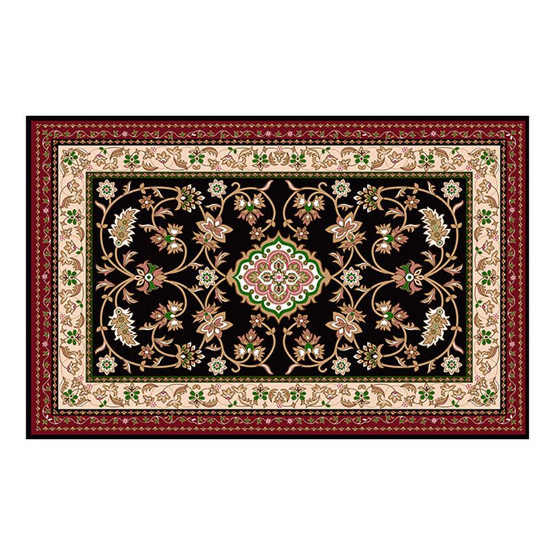 Dark Brown Bohemia Rug Polyester Graphic Rug Stain Resistant Rug for Living Room