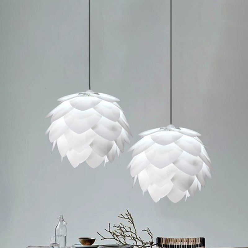 White Squama Ceiling Pendant Nordic 1 Light Plastic Suspension Light for Dining Room