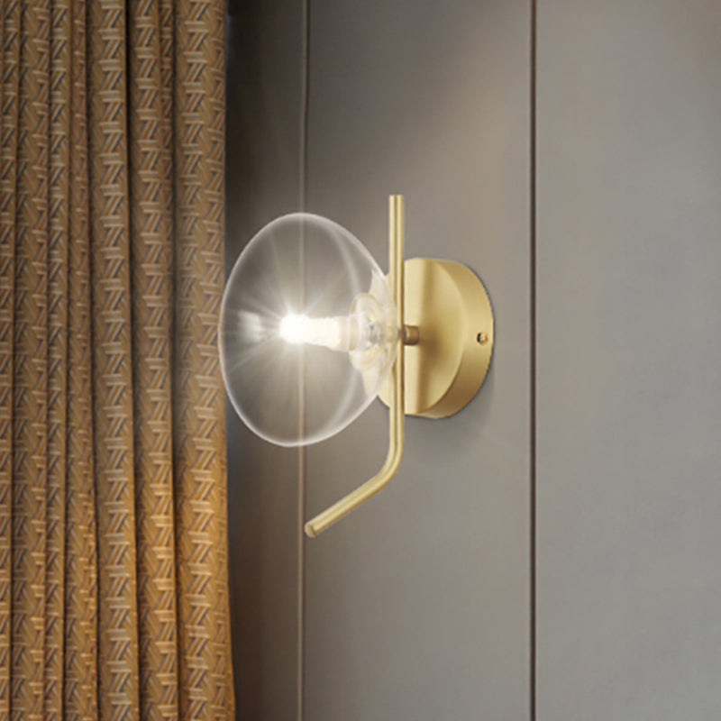 Clear Glass Dome Wall Mounted Light Postmodern 1 Light Sconce Light with Gold Arm