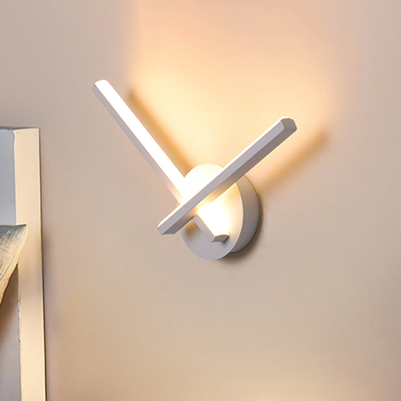 Linear Acrylic Sconce Light Fixture Simple Style Black/White LED Wall Lamp in Warm/White Light