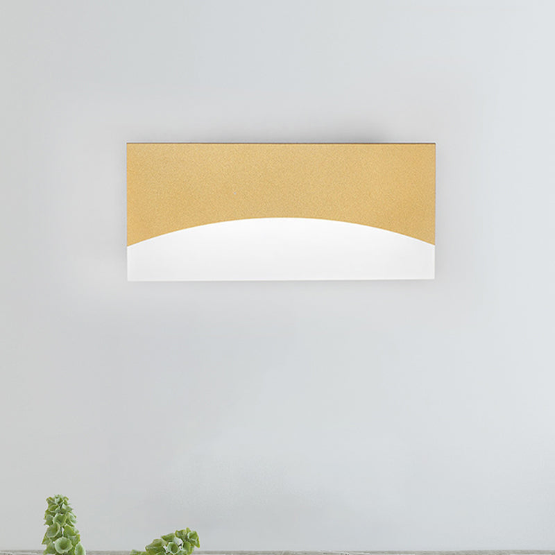 Rectangular Bedside Wall Light Fixture Acrylic Contemporary White/Gold Sconce Light in Warm/White Light
