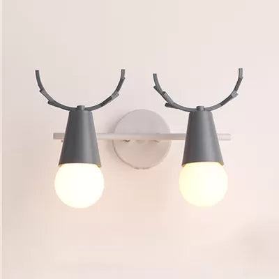 Sweet Cone Child Bedroom Wall Light Metal 1 Head Nordic Stylish Wall Lamp with Antlers